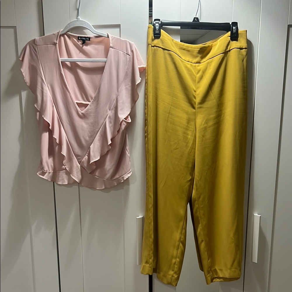Elegant Pink and Yellow Jumpsuit - Picture 2 of 4